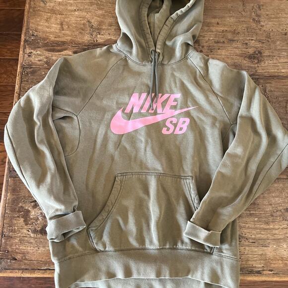 Nike Green with Pink pull over Hoodie Small - Picture 1 of 6